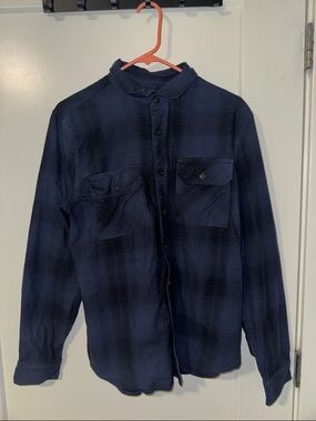 BYLT Basics Navy Blue Plaid Casual Button Down Shirt